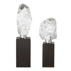 Crystal Peak Blue/Silver Sculptures (Set of 2) - Ornate Home