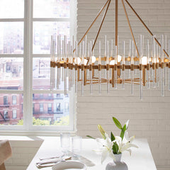 Crystal Stick Brass 8 Light Chandelier - Ornate Home
