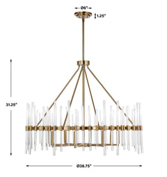 Crystal Stick Brass 8 Light Chandelier - Ornate Home