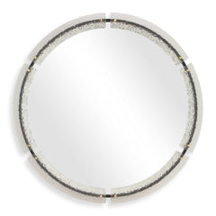 Crystalline Black Round Mirror - Ornate Home