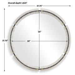 Crystalline Black Round Mirror - Ornate Home