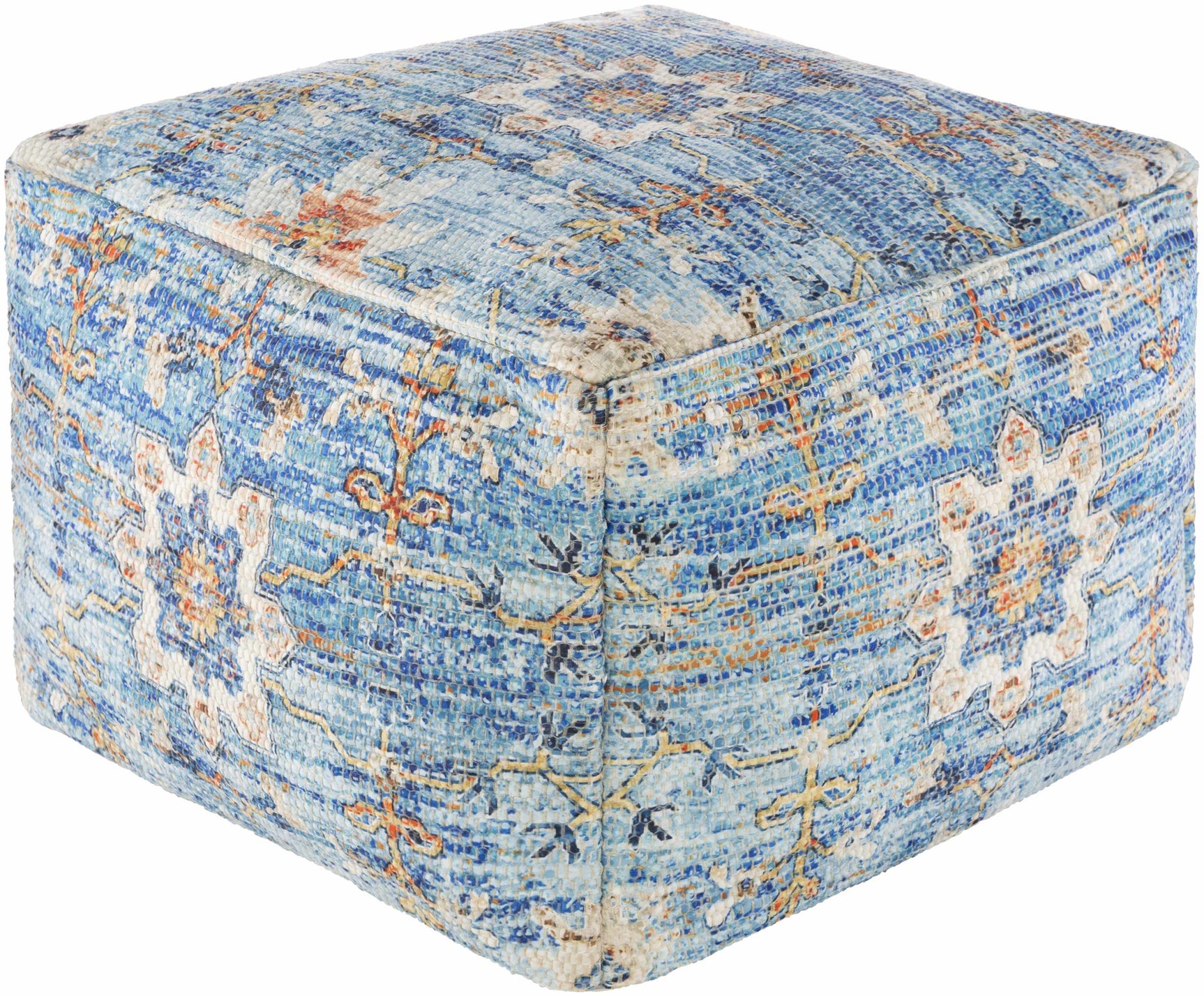 Cuddington Sky Blue Woven Pouf - Ornate Home