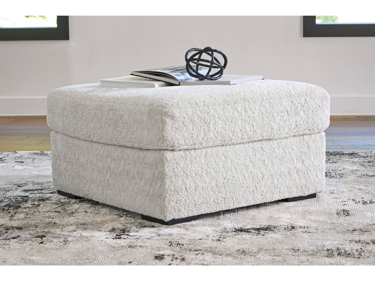 Cuddle Arctic Plush Oversized Accent Ottoman - Ornate Home