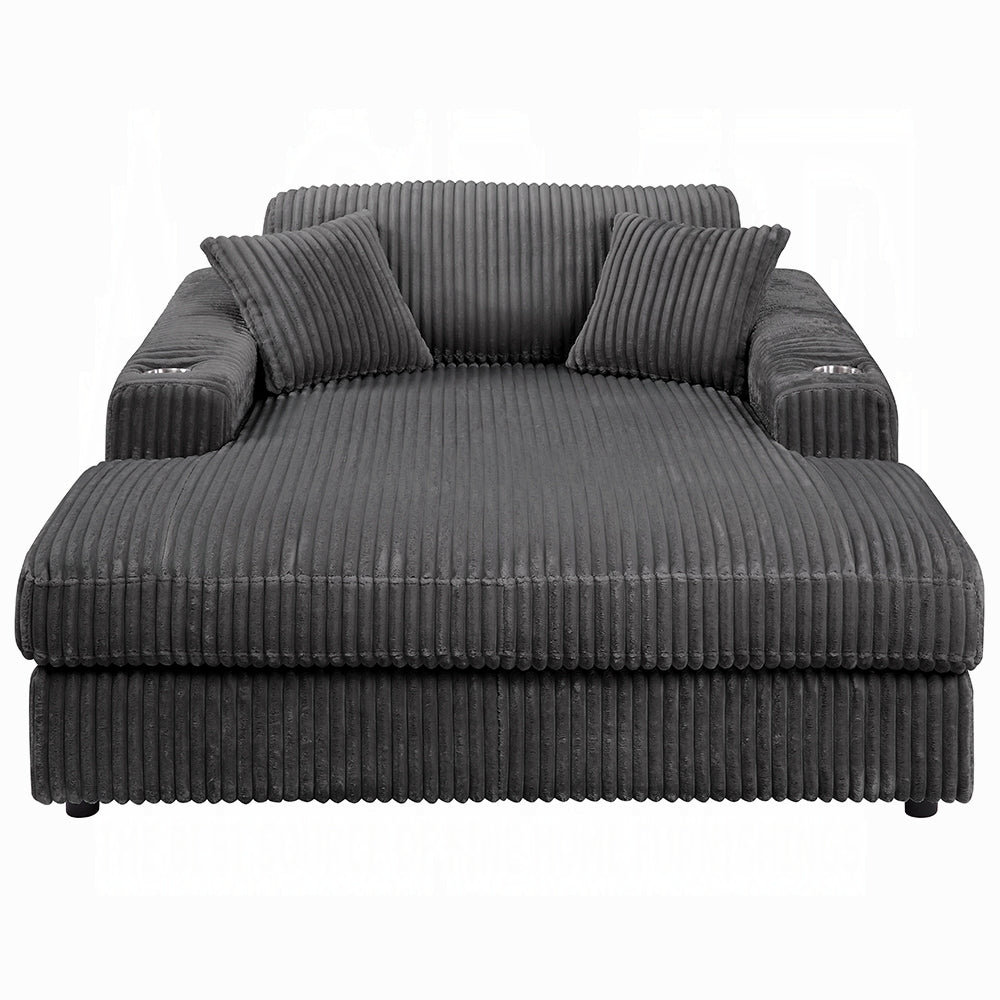 Cuddler Gray Mega Chaise Lounge w/ Dual Cupholders - Ornate Home
