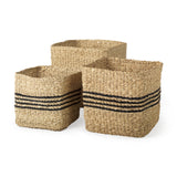 Cullen Gray Twisted Seagrass Square Basket (Set of 3) - Ornate Home