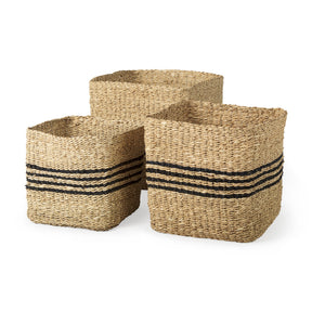 Cullen Gray Twisted Seagrass Square Basket (Set of 3) - Ornate Home