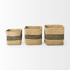 Cullen Gray Twisted Seagrass Square Basket (Set of 3) - Ornate Home