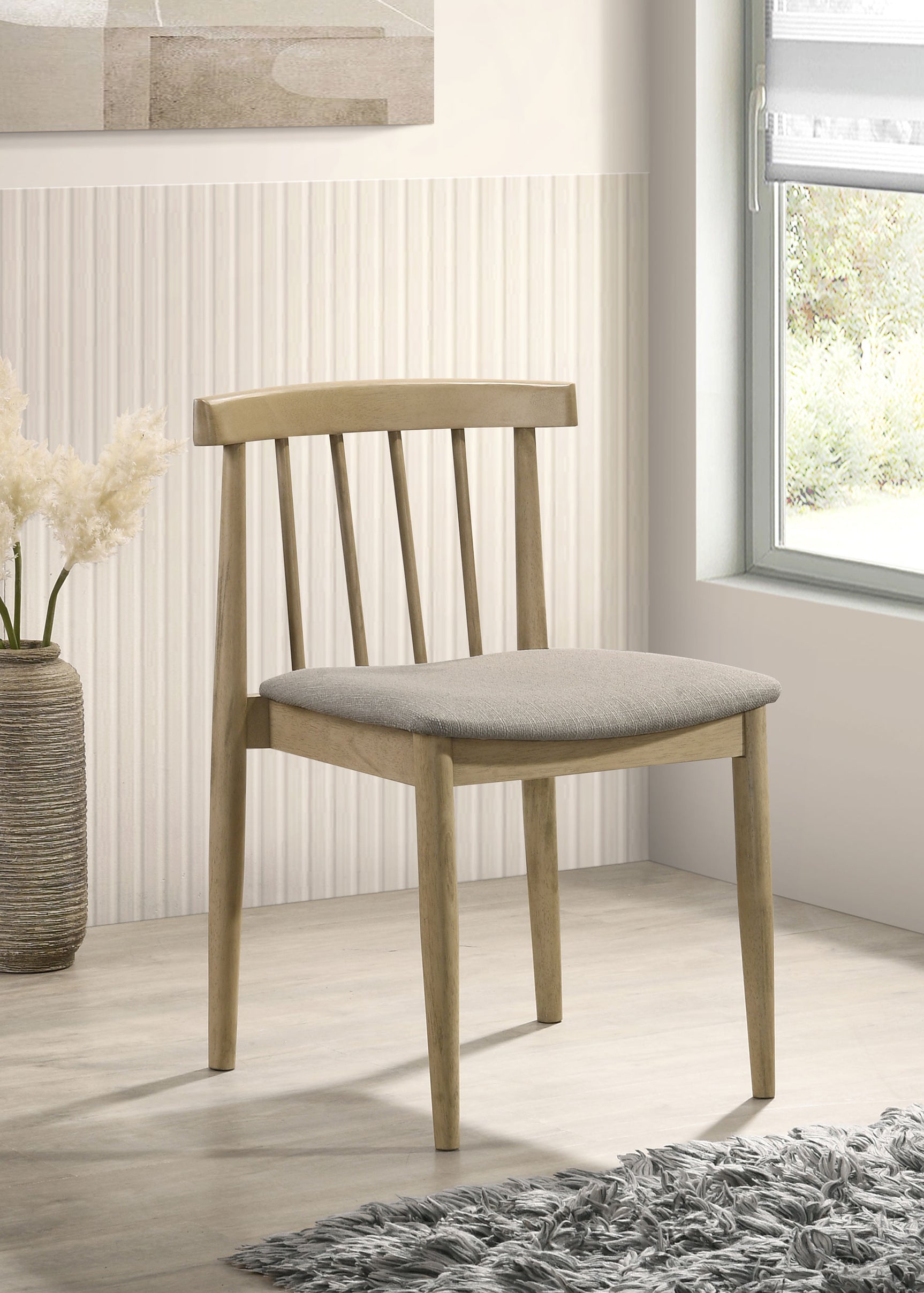 Cullen Natural Oak/Wheat Dining Side Chair Upholstered Seat (Set of 2) - Ornate Home