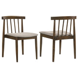 Cullen Walnut/Wheat Dining Side Chair Upholstered Seat (Set of 2) - Ornate Home