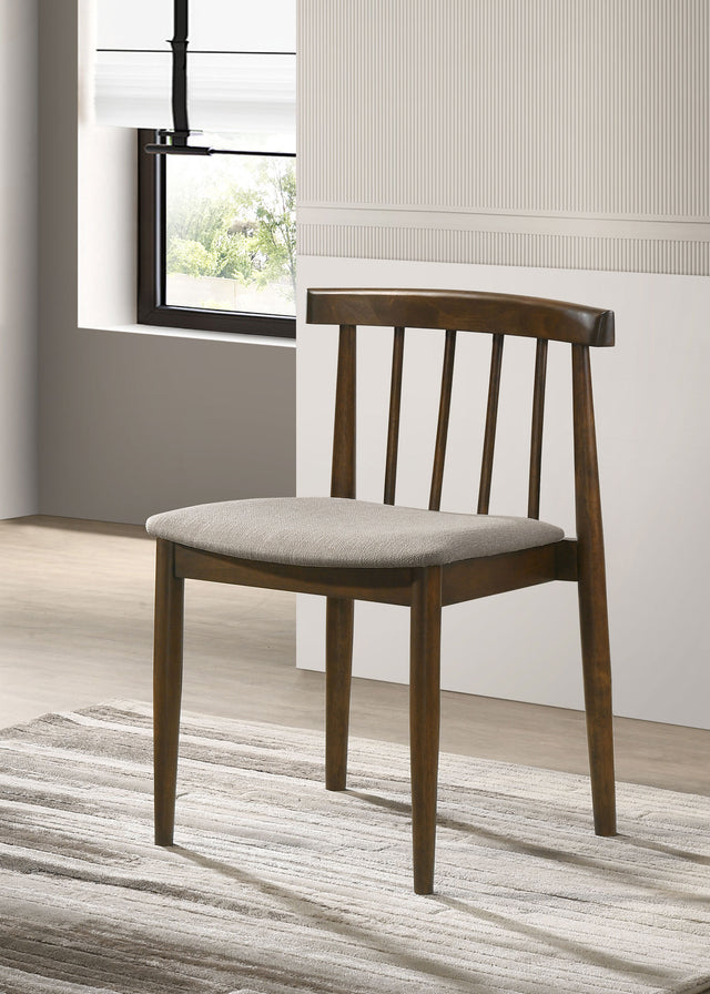 Cullen Walnut/Wheat Dining Side Chair Upholstered Seat (Set of 2) - Ornate Home