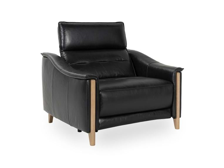 Cullman Black Leather Power Recliner Accent Chair - Ornate Home