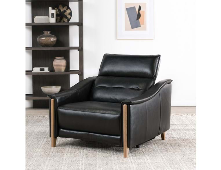 Cullman Black Leather Power Recliner Accent Chair - Ornate Home
