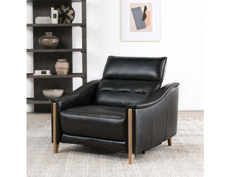 Cullman Black Leather Power Recliner Accent Chair - Ornate Home