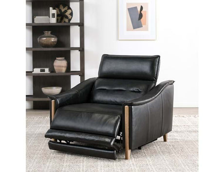 Cullman Black Leather Power Recliner Accent Chair - Ornate Home