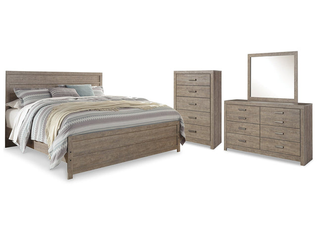 Culverbach Gray King Panel Bed & Dresser & Mirror & Chest (Online Special Price) - Ornate Home