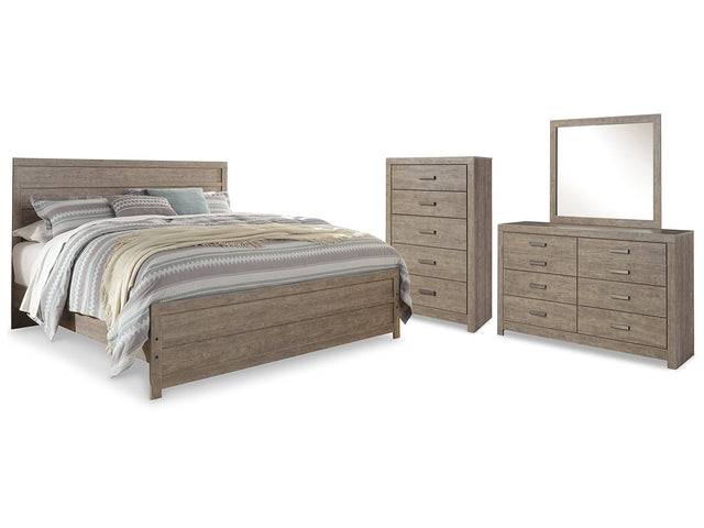 Culverbach Gray King Panel Bed & Dresser & Mirror & Chest - Ornate Home