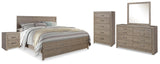 Culverbach Gray King Panel Bedroom Set with Dresser, Mirror, Chest and Nightstand (Online Special Price) - Ornate Home