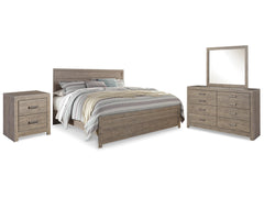 Culverbach Gray King Panel Bedroom Set with Dresser, Mirror and Nightstand - Ornate Home