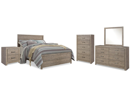 Culverbach Gray Queen Panel Bedroom Set with Dresser, Mirror, Chest and 2 Nightstands - Ornate Home