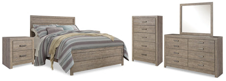 Culverbach Gray Queen Panel Bedroom Set with Dresser, Mirror, Chest and 2 Nightstands - Ornate Home