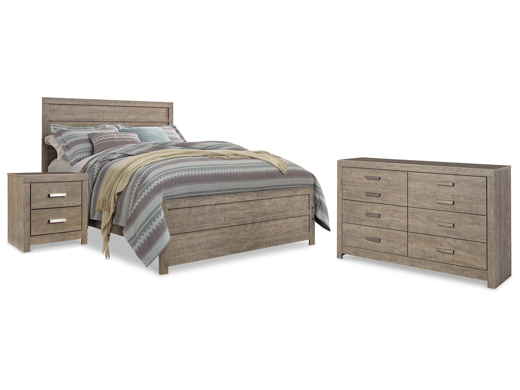 Culverbach Gray Queen Panel Bedroom Set with Dresser and Nightstand - Ornate Home