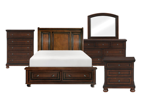 Cumberland Brown Cherry 5-Piece Queen Bedroom Set - Ornate Home