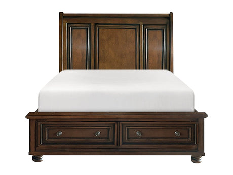 Cumberland Brown Cherry California King Sleigh Platform Bed - Ornate Home