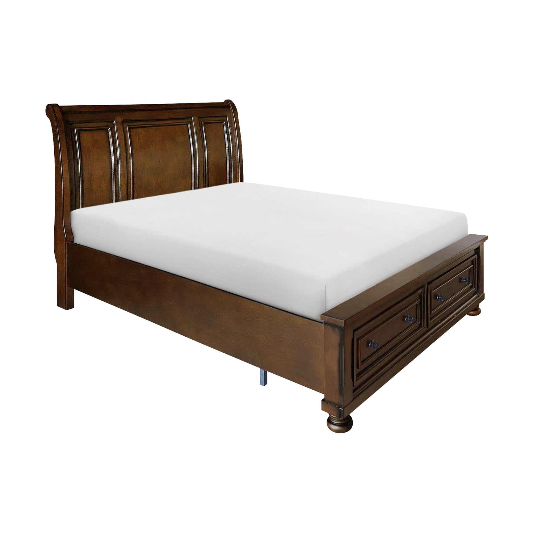 Cumberland Brown Cherry California King Sleigh Platform Bed - Ornate Home