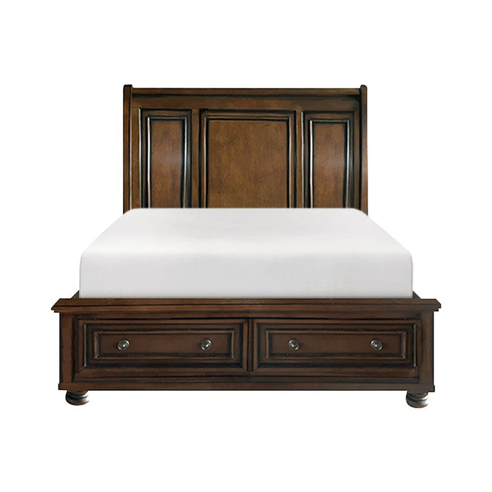 Cumberland Brown Cherry California King Sleigh Platform Bed - Ornate Home