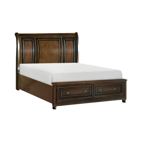 Cumberland Brown Cherry California King Sleigh Platform Bed - Ornate Home