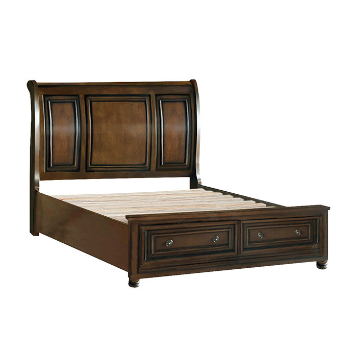 Cumberland Brown Cherry California King Sleigh Platform Bed - Ornate Home