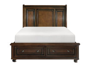Cumberland Brown Cherry Eastern King Sleigh Platform Bed - Ornate Home