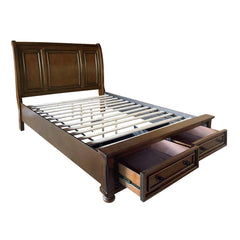 Cumberland Brown Cherry Eastern King Sleigh Platform Bed - Ornate Home