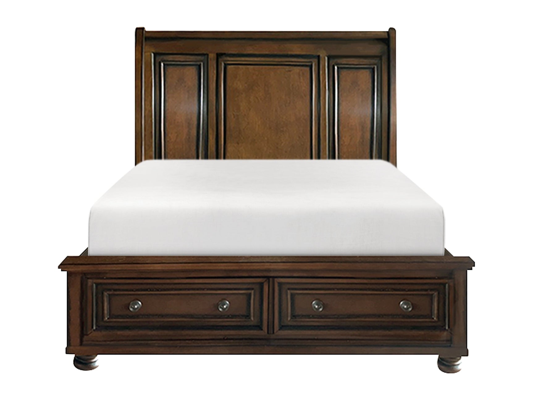 Cumberland Brown Cherry Full Sleigh Platform Bed w/Footboard Storage - Ornate Home