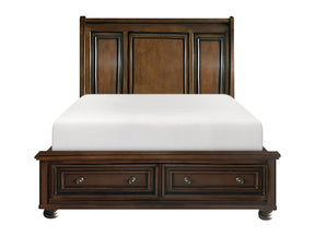 Cumberland Brown Cherry Queen Sleigh Platform Bed - Ornate Home