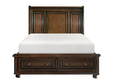Cumberland Brown Cherry Queen Sleigh Platform Bed - Ornate Home