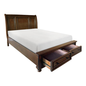 Cumberland Brown Cherry Queen Sleigh Platform Bed - Ornate Home