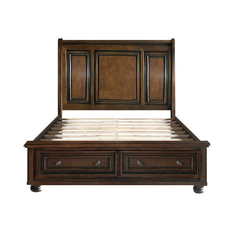 Cumberland Brown Cherry Queen Sleigh Platform Bed - Ornate Home