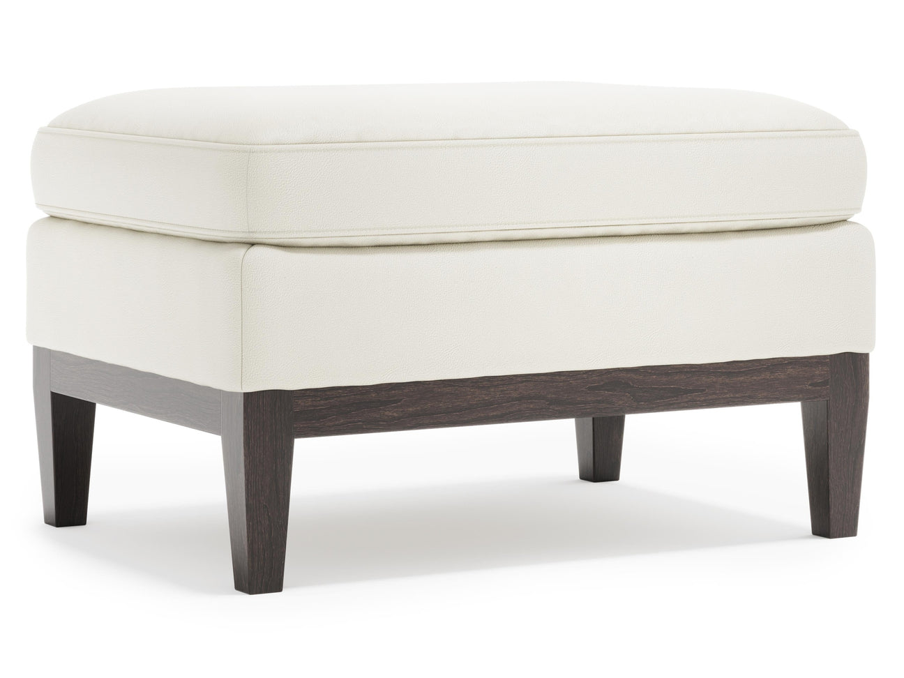 Cumberland White/Cream Leather Ottoman - Ornate Home