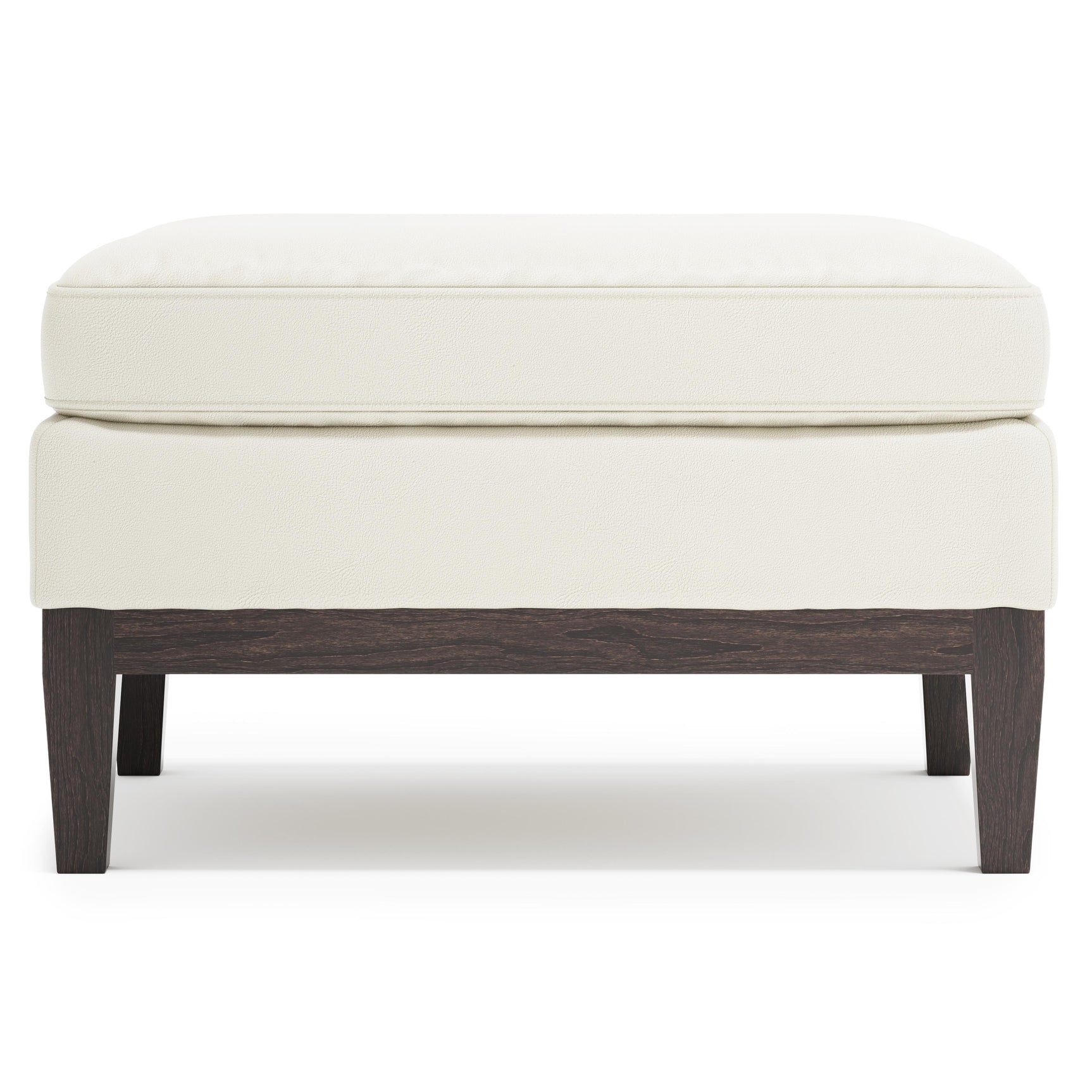 Cumberland White/Cream Leather Ottoman - Ornate Home