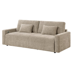 Cumulus Beige Convertible Queen Sleeper Sofa With Charging Ports - Ornate Home