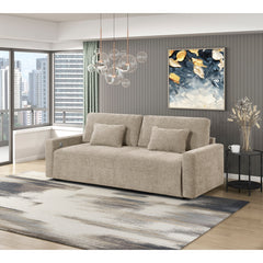 Cumulus Beige Convertible Queen Sleeper Sofa With Charging Ports - Ornate Home