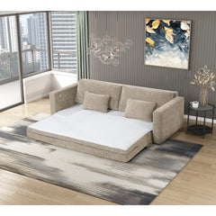 Cumulus Beige Convertible Queen Sleeper Sofa With Charging Ports - Ornate Home