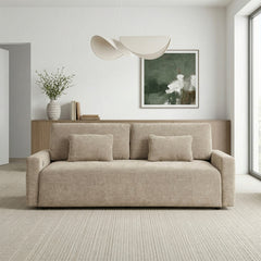 Cumulus Beige Convertible Queen Sleeper Sofa With Charging Ports - Ornate Home