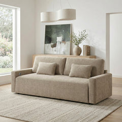 Cumulus Beige Convertible Queen Sleeper Sofa With Charging Ports - Ornate Home