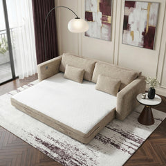 Cumulus Beige Convertible Queen Sleeper Sofa With Charging Ports - Ornate Home