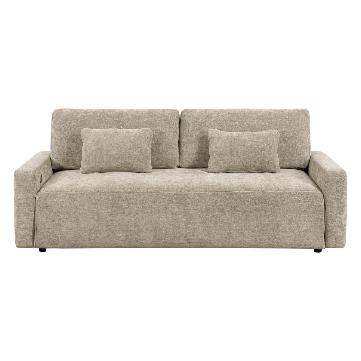 Cumulus Beige Convertible Queen Sleeper Sofa With Charging Ports - Ornate Home