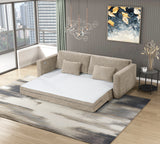 Cumulus Beige Convertible Queen Sleeper Sofa With Charging Ports - Ornate Home