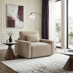 Cumulus Beige Convertible Sleeper Chair With Charging Ports - Ornate Home