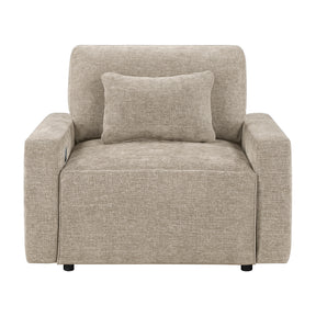 Cumulus Beige Convertible Sleeper Chair With Charging Ports - Ornate Home
